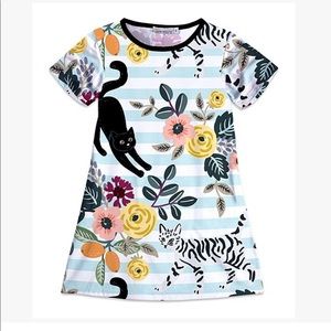 NWT Blue white stripe cat kitty dress from Zulily 12/14 Like Rifle Paper